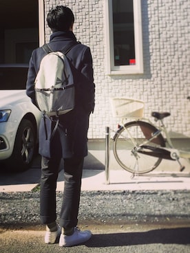 「靴下チラ見せ」｜「アイテム（チェスターコート）」を使った、kenさん（メンズ・186cm）の冬コーディネート