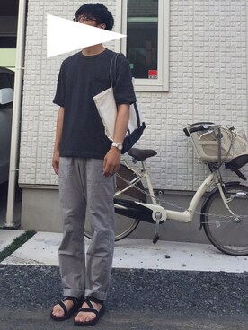 「黒縁メガネ」｜kenさん（メンズ・186cm）の夏コーディネート
