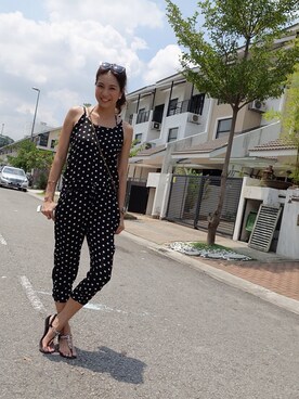 「アイテム（つなぎ/オールインワン）」を使った、盧小蜜。emilyさん（レディース・170cm）の夏コーディネート