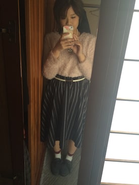 「アイテム（その他シューズ、グレー系）」を使った、ゆみじまさん（レディース・155cm）の冬コーディネート