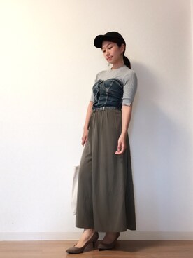 「Ungrid（アングリッド）のアイテム（チューブトップ）」を使った、yukari kitamuraさん（レディース・156cm）の夏コーディネート