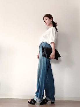 「ハイウェストデニム」｜yukari kitamuraさん（レディース・156cm）の夏コーディネート