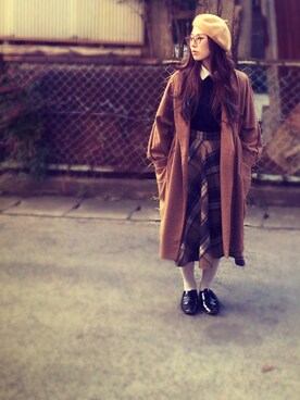 「スウェット×シャツ」｜「アイテム（その他アウター）」を使った、mikku.さん（レディース・148cm）の冬コーディネート