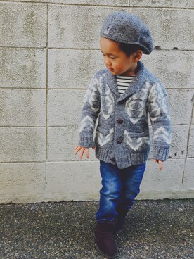 「KANGOL（カンゴール）のアイテム（キャスケット）」を使った、sei..さん（キッズ・100cm）の秋コーディネート