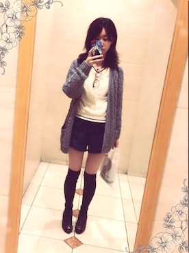 「ラインニット」｜「アイテム（ワンピース/ドレス）」を使った、ちづさん（レディース・153cm）の秋コーディネート