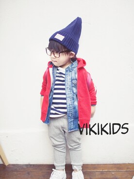 「FITH（フィス）のアイテム（スタジャン）」を使った、vikixuさん（キッズ・90cm）の秋コーディネート