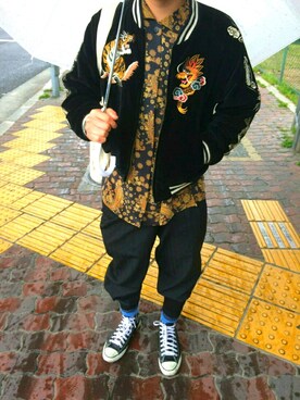 「オールスター」｜「アイテム（その他アウター）」を使った、ナカムラさん（メンズ・172cm）の春コーディネート