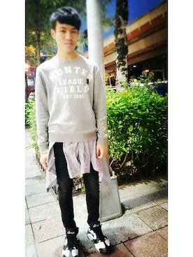 「NIKE（ナイキ）のアイテム（スニーカー、その他）」を使った、陳昶宇KevinChenさん（メンズ・166cm）の秋コーディネート