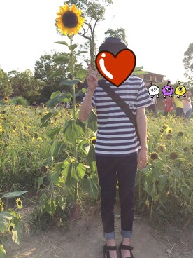 「アイテム（メッセンジャーバッグ、ブルー系）」を使った、まーちゃんさん（メンズ・169cm）の夏コーディネート