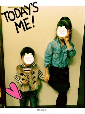「Lee（リー）のアイテム（パンツ）」を使った、ＭＥＧさん（キッズ・110cm）の冬コーディネート