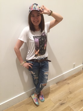 「アイテム（バングル/リストバンド）」を使った、sachiさん（レディース・162cm・20代）の夏コーディネート