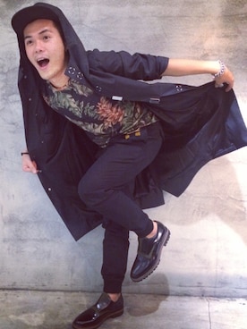 「DRKSHDW by RICK OWENS（ダークシャドウ バイ リックオウエンス）のアイテム（帽子）」を使った、jiashinさん（メンズ・172cm）の夏コーディネート