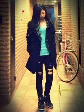 「muse muse（ミューズミューズ）のアイテム（ジャケット/アウター）」を使った、ミユキ✞さん（レディース・157cm）の冬コーディネート