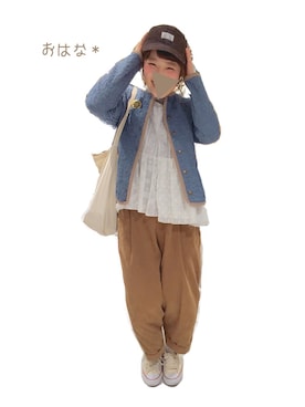 「Ne-net（ネネット）のアイテム（ノーカラージャケット）」を使った、おはな＊さん（レディース・163cm）の冬コーディネート