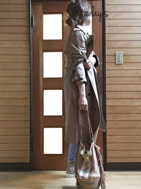 「HYKE」｜「アイテム（トレンチコート）」を使った、N.aiさん（レディース・155cm）の春コーディネート