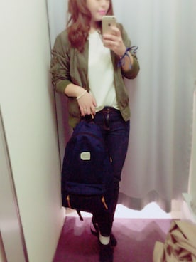 「NATURAL BEAUTY BASIC（ナチュラルビューティーベーシック）のアイテム（ブルゾン）」を使った、tanaka1025さん（レディース・155cm）の冬コーディネート