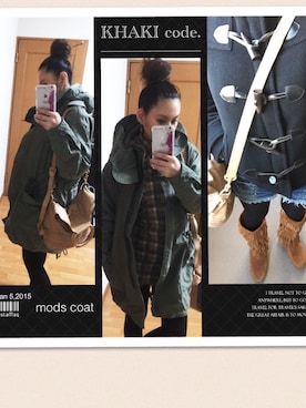 「インディゴデニム」｜「アイテム（ダッフルコート）」を使った、KKZ-1さん（レディース・160cm）の冬コーディネート