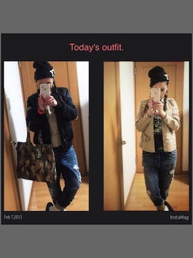 「LouisVuitton」｜「アイテム（ミリタリージャケット）」を使った、KKZ-1さん（レディース・160cm）の冬コーディネート
