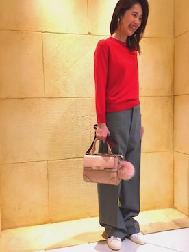 「beautiful people（ビューティフルピープル）のアイテム（ニット/セーター、レッド系）」を使った、izumi satoさん（レディース・164cm）の夏コーディネート