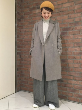 「BEAUTY&YOUTH UNITED ARROWS（ビューティーアンドユースユナイテッドアローズ）のBY フェルト カラーベレー帽（ハンチング/ベレー帽、イエロー系）」を使った、izumi satoさん（レディース・164cm）の秋コーディネート