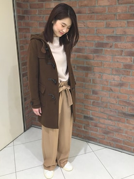 「BEAUTY&YOUTH UNITED ARROWS（ビューティーアンドユースユナイテッドアローズ）のBY∴ パイルメルトンミドルダッフルコート/ブラウン（ダッフルコート、ブラウン系）」を使った、izumi satoさん（レディース・164cm）の秋コーディネート