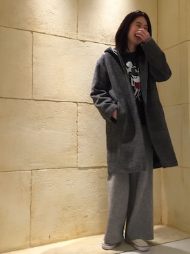 「BEAUTY&YOUTH UNITED ARROWS（ビューティーアンドユースユナイテッドアローズ）のBY リブワイドパンツ（その他パンツ、グレー系）」を使った、izumi satoさん（レディース・164cm）の秋コーディネート