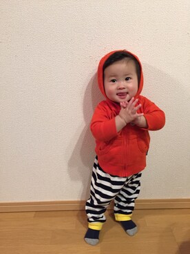 「アイテム（ロンパース、ブラック系）」を使った、RUCAさん（レディース・70cm）の冬コーディネート