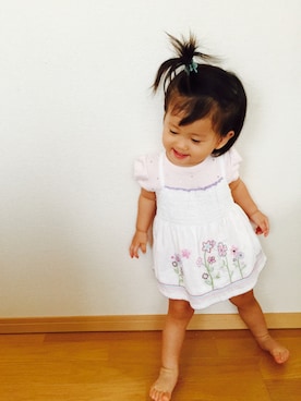 「OSHKOSH（オシュコシュ）のアイテム（ワンピース）」を使った、RUCAさん（キッズ・80cm）の夏コーディネート