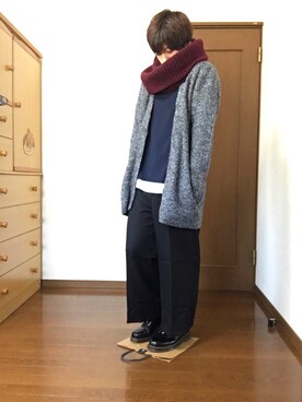 「ロングカーディガン」｜「アイテム（その他アウター）」を使った、マッシュさん（メンズ・170cm）の冬コーディネート