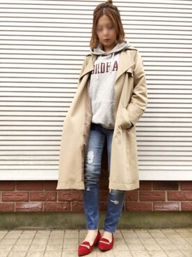 「オリエンタルトラフィック」｜「アイテム（トレンチコート）」を使った、Yumiinさん（レディース・152cm）の秋コーディネート