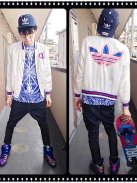 「adidas Originals by JEREMY SCOTT」｜「アイテム（ジャケット/アウター）」を使った、ARANARIさん（メンズ・181cm）の冬コーディネート