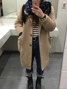 「マムジーンズ」｜り☆ささん（レディース・156cm）の冬コーディネート