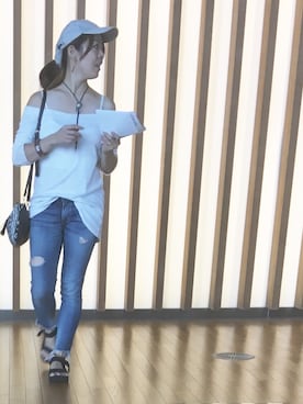 「Ungrid（アングリッド）のフレイドヘムストスリ（デニムパンツ）」を使った、り☆ささん（レディース・156cm）の秋コーディネート