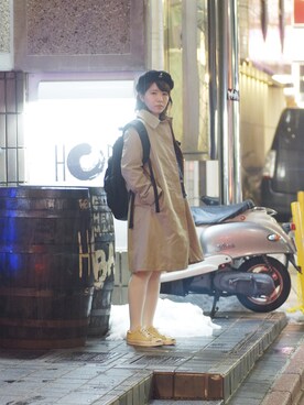 「アイテム（ステンカラーコート）」を使った、ALLMYLOVINGさん（レディース・151cm・10代）の冬コーディネート