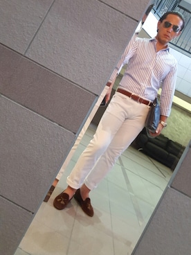 「POLPETTA（ポルペッタ）のアイテム（その他シューズ、ブラウン系）」を使った、Akinori Takashioさん（メンズ・174cm）の夏コーディネート