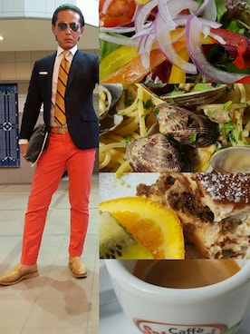「ITAL STYLEのアイテム（シューズ、ブラウン系）」を使った、Akinori Takashioさん（メンズ・174cm）の秋コーディネート