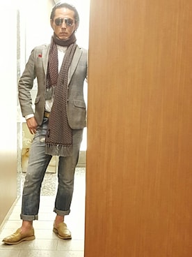 「ITALIAのアイテム（その他、ブルー系）」を使った、Akinori Takashioさん（メンズ・174cm）の秋コーディネート