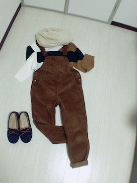 「アイテム（サロペット/オーバーオール、イエロー系）」を使った、KZTさん（レディース・164cm）の冬コーディネート