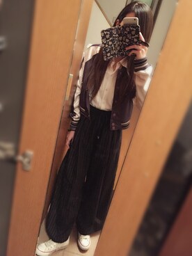 「LEPSIM」｜「アイテム（スタジャン）」を使った、がんでんさん（レディース・160cm）の秋コーディネート