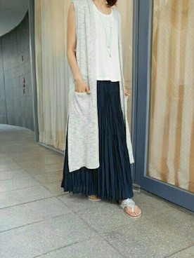 「HARYU（ハリュ）のアイテム（Tシャツ/カットソー）」を使った、HARYUプレスさん（レディース・167cm）の夏コーディネート