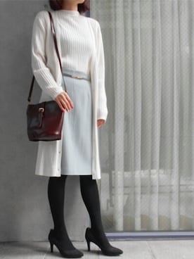 「ロングカーディガン」｜HARYUプレスさん（レディース・167cm）の秋コーディネート