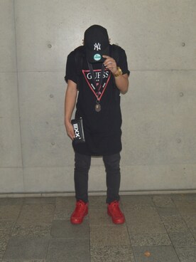 「Bape」｜「アイテム（アクセサリー）」を使った、かむかむレモンさん（メンズ・170cm）の夏コーディネート