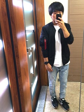 「アイテム（MA-1）」を使った、kurioさん（メンズ・168cm・20代）の秋コーディネート
