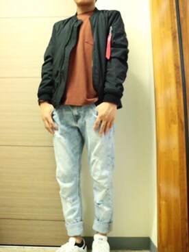 「アイテム（MA-1）」を使った、kurioさん（メンズ・168cm・20代）の秋コーディネート