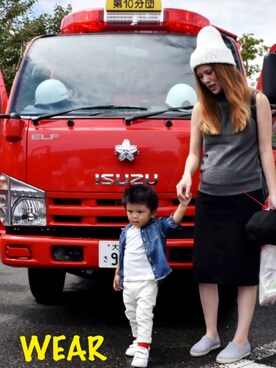 「消防車」｜Ric☺︎Itoさん（キッズ・90cm）の秋コーディネート