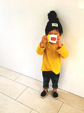 「RADCHAP（ラッドチャップ）のアイテム（T Shirts、イエロー系）」を使った、Sooooさん（キッズ・100cm）の秋コーディネート