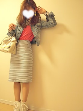 「STUNNING LURE（スタニングルアー）のアイテム（デニムジャケット）」を使った、natsuさん（レディース・160cm）の春コーディネート
