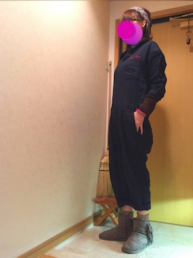 「RNA（アールエヌエー）のアイテム（つなぎ/オールインワン）」を使った、☺︎ゆき❅*॰ॱさん（レディース・164cm）の冬コーディネート