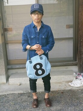 「muta（ムータ）のアイテム（バッグ）」を使った、㋒ㄜᘄㄟ°⋆さん（メンズ・158cm）の春コーディネート