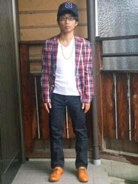 「muta（ムータ）のアイテム（キャップ）」を使った、㋒ㄜᘄㄟ°⋆さん（メンズ・158cm）の春コーディネート